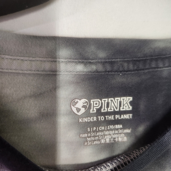 🌸PINK Victoria's Secret Black and White Tie-Dye Long Sleeve Top Size Small - Picture 3 of 5
